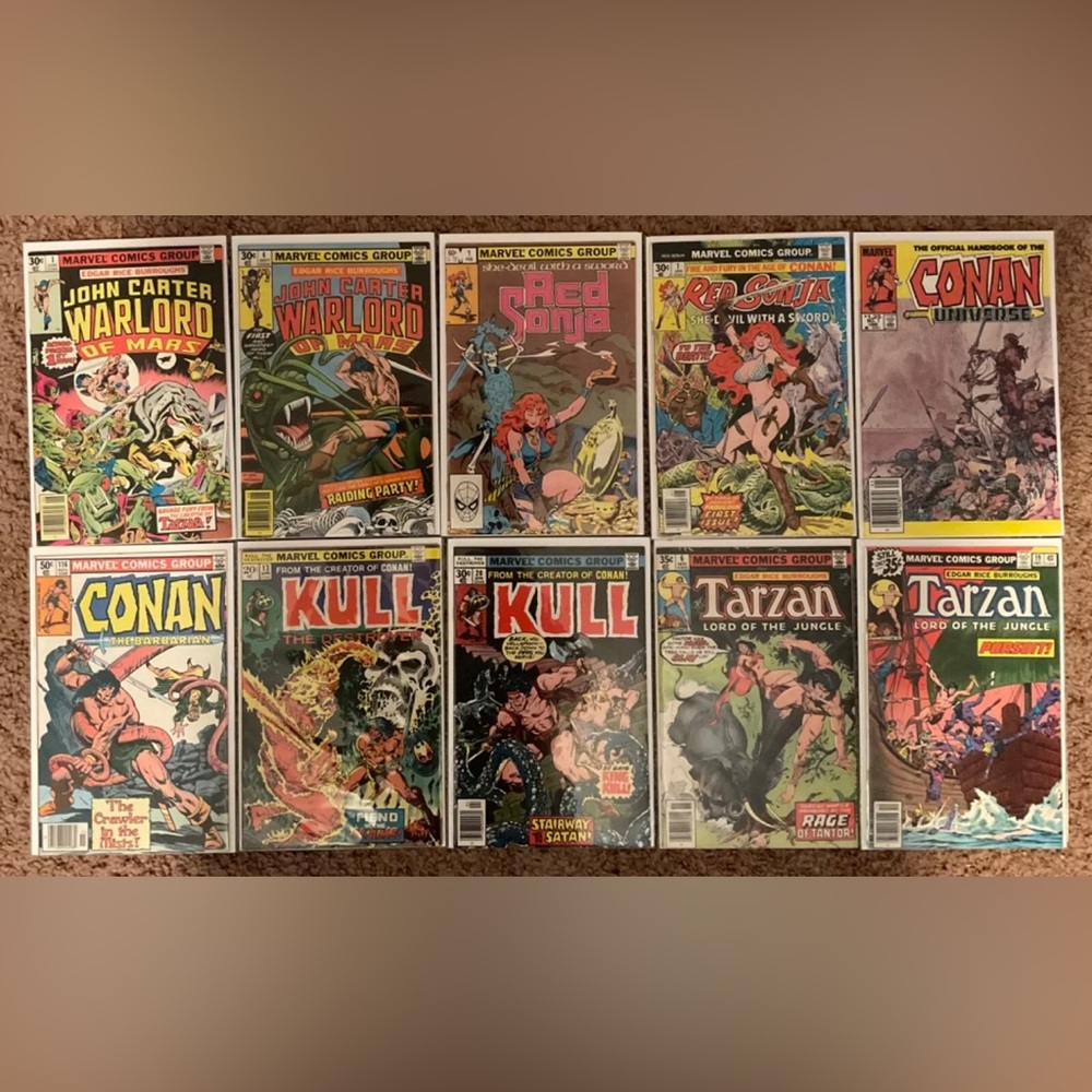 Conan the Barbarian, KULL, TARZAN, John Carter, Red Sonja (10 Book Lot)